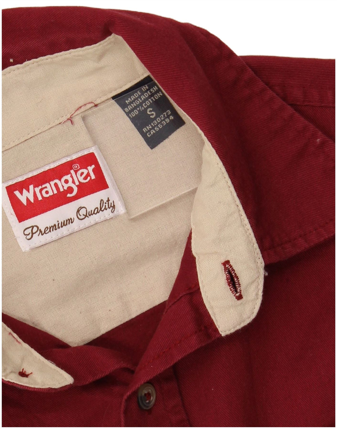 Camicia da uomo WRANGLER piccola in cotone bordeaux