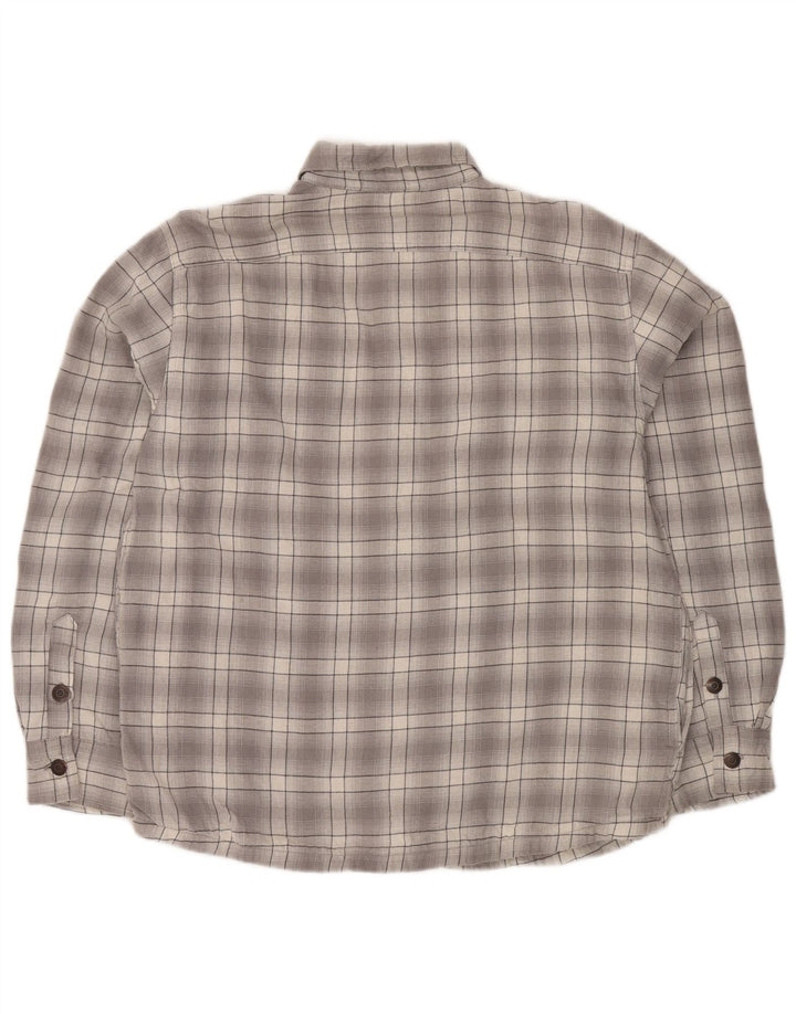 WRANGLER Camicia da uomo in flanella da boscaiolo in cotone a quadri grigio medio