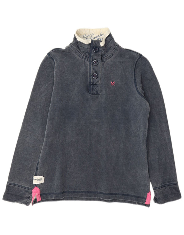 Crew Clothing Felpa da donna con collo abbottonato Maglione UK 8 Small Blu navy
