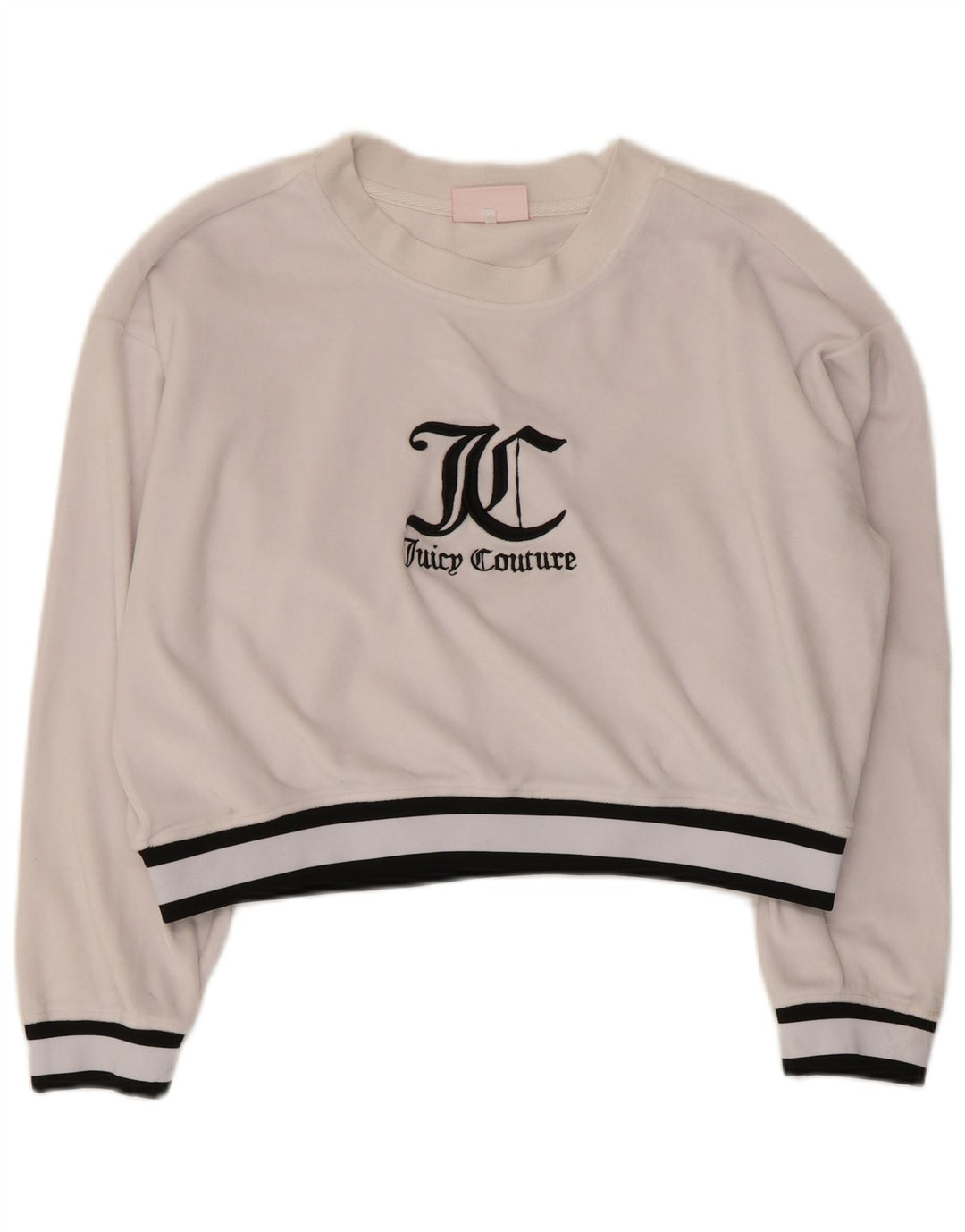 JUICY COUTURE Felpa con grafica corta da donna UK 16 Large Bianca