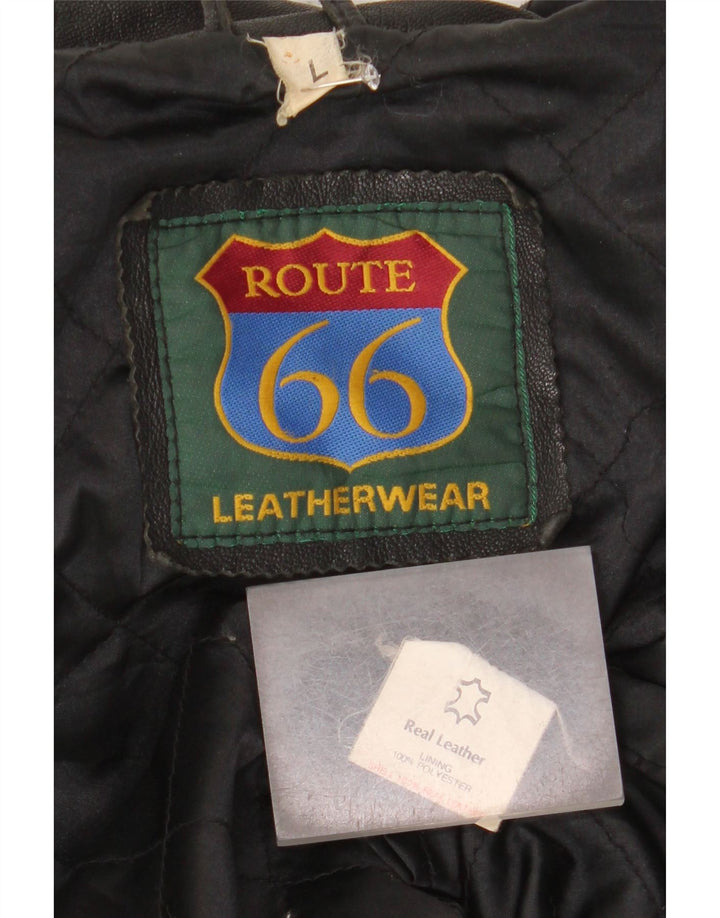 Giacca in pelle da uomo Route 66 UK 40 grande in pelle nera
