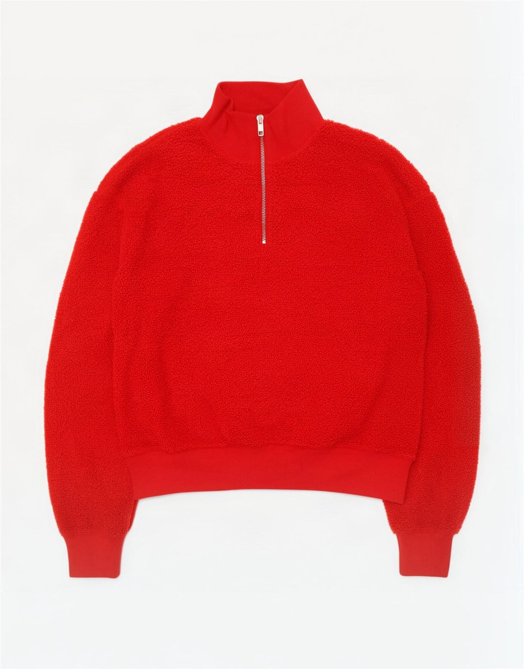 Maglione in pile oversize da donna con collo con zip Topshop UK 10 piccolo poliestere rosso
