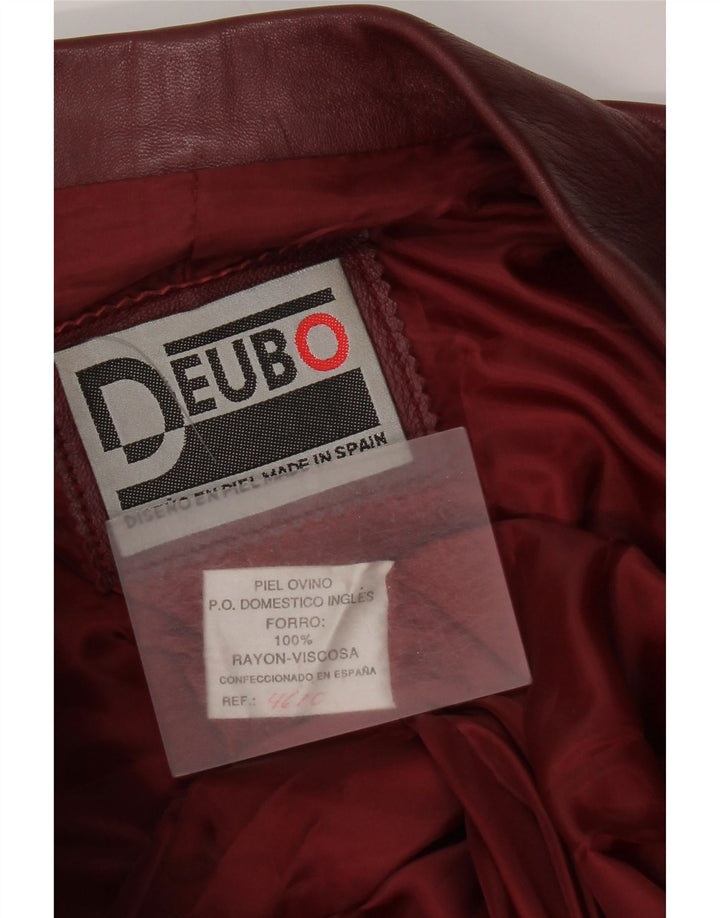 Giacca blazer in pelle da donna a 3 bottoni Deubo EU 46 XL in pelle bordeaux