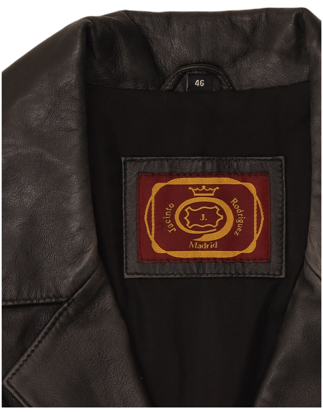 JACINTO RODRIGUEZ Womens Leather Coat EU 46 XL Black Leather