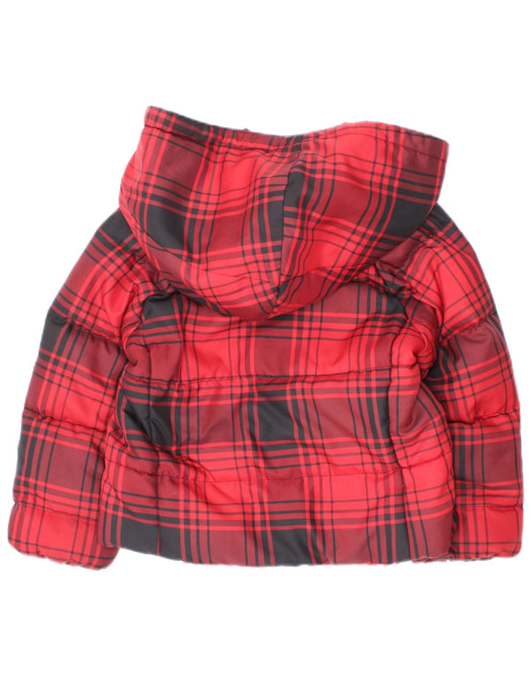 Giacca imbottita con cappuccio per ragazze Polo Ralph Lauren 2-3 anni in poliestere scozzese rosso