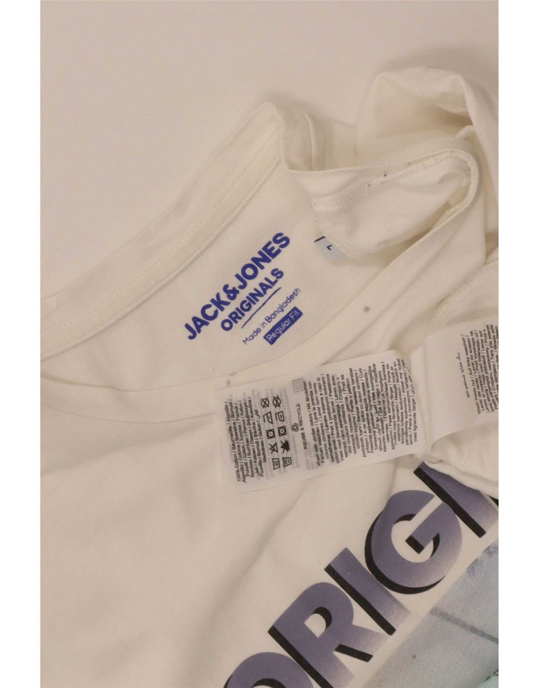 Jack & Jones T-shirt grafica da uomo con vestibilità regolare, maglietta grande in cotone bianco
