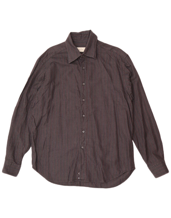 Camicia Trussardi Uomo Taglia 44 17 1/2 XL Classica a Righe Blu Navy