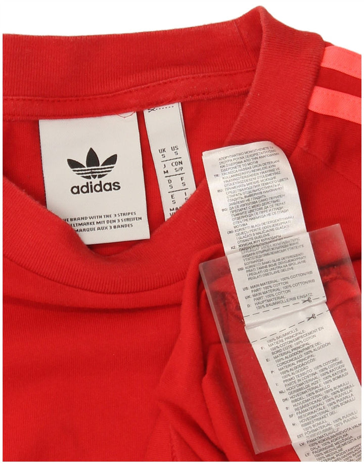 Top Adidas da uomo a maniche lunghe piccolo in cotone rosso
