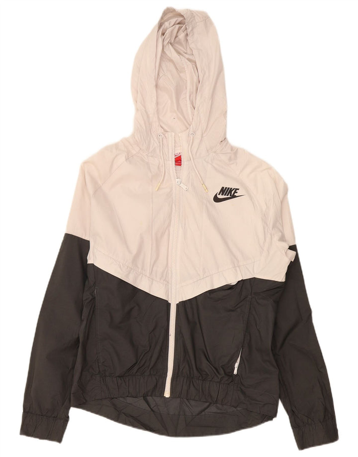 Giacca da ginnastica con cappuccio da donna Nike UK 14 Medium Off White Colourblock