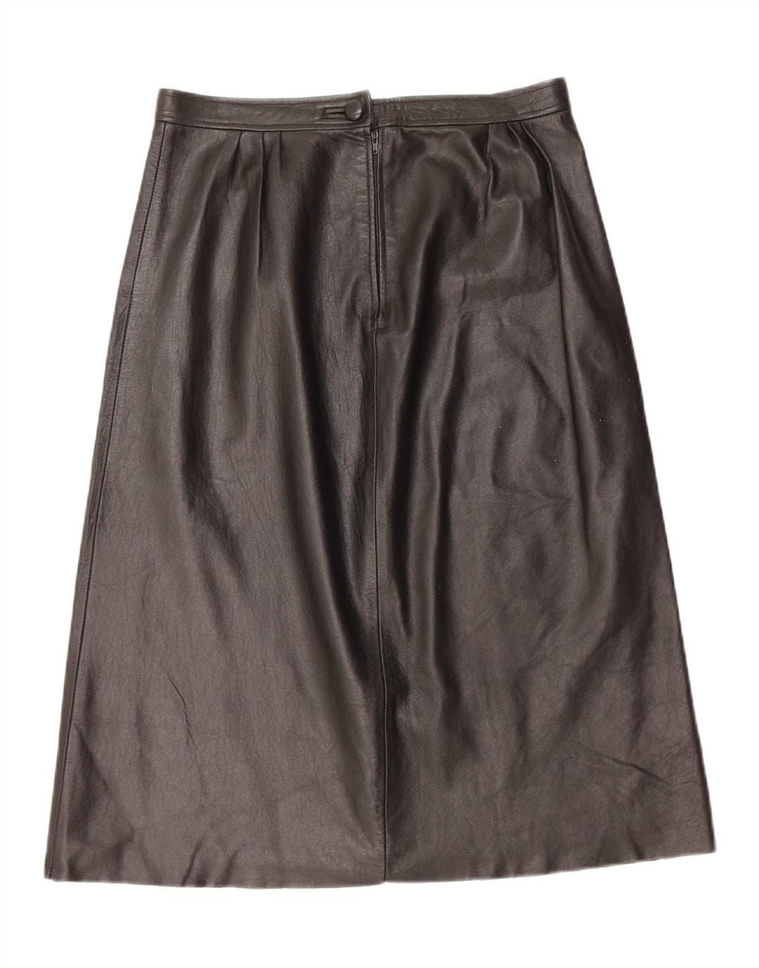 Gonna in pelle vintage da donna W28 media nera