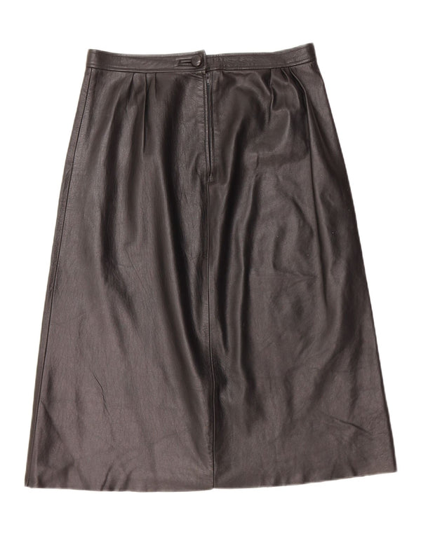 Gonna in pelle vintage da donna W28 media nera