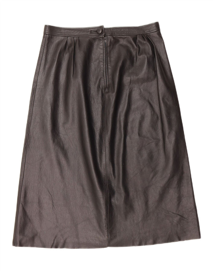 Gonna in pelle vintage da donna W28 media nera