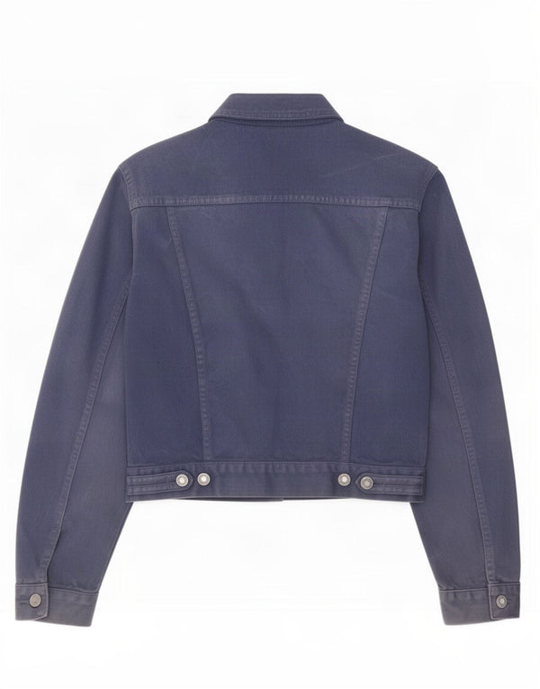 Giacca in denim corto da donna Benetton UK 10 Small Blu Navy Cotone