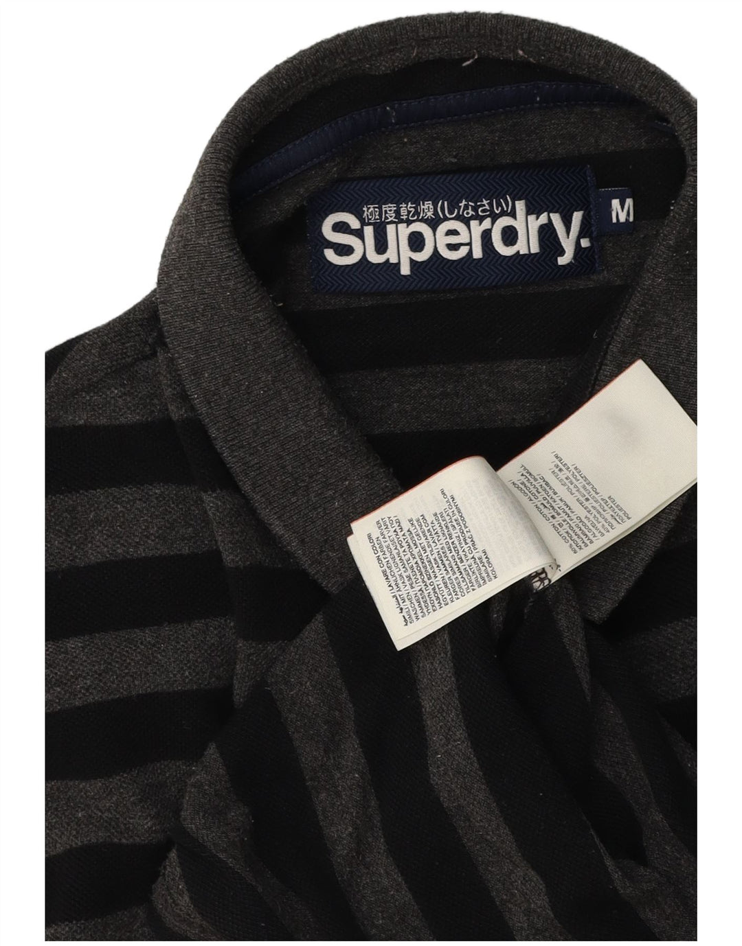 Polo da uomo Superdry in cotone a righe grigio medio