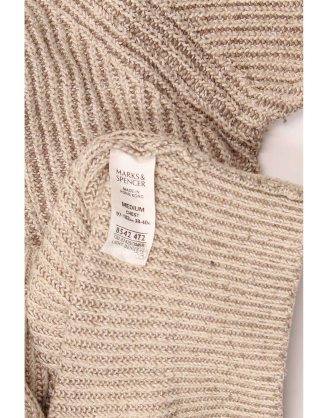 Maglione da uomo Marks & Spencer con collo con zip blu Harbour Beige medio
