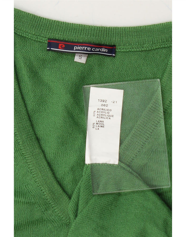 PIERRE CARDIN Mens V-Neck Jumper Sweater Small Green Acrylic Vintage Pierre Cardin and Second-Hand Pierre Cardin from Messina Hembry 