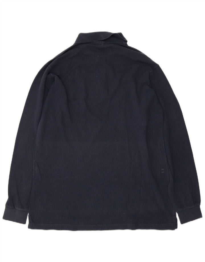 Polo da uomo a maniche lunghe Sergio Tacchini in cotone blu navy medio