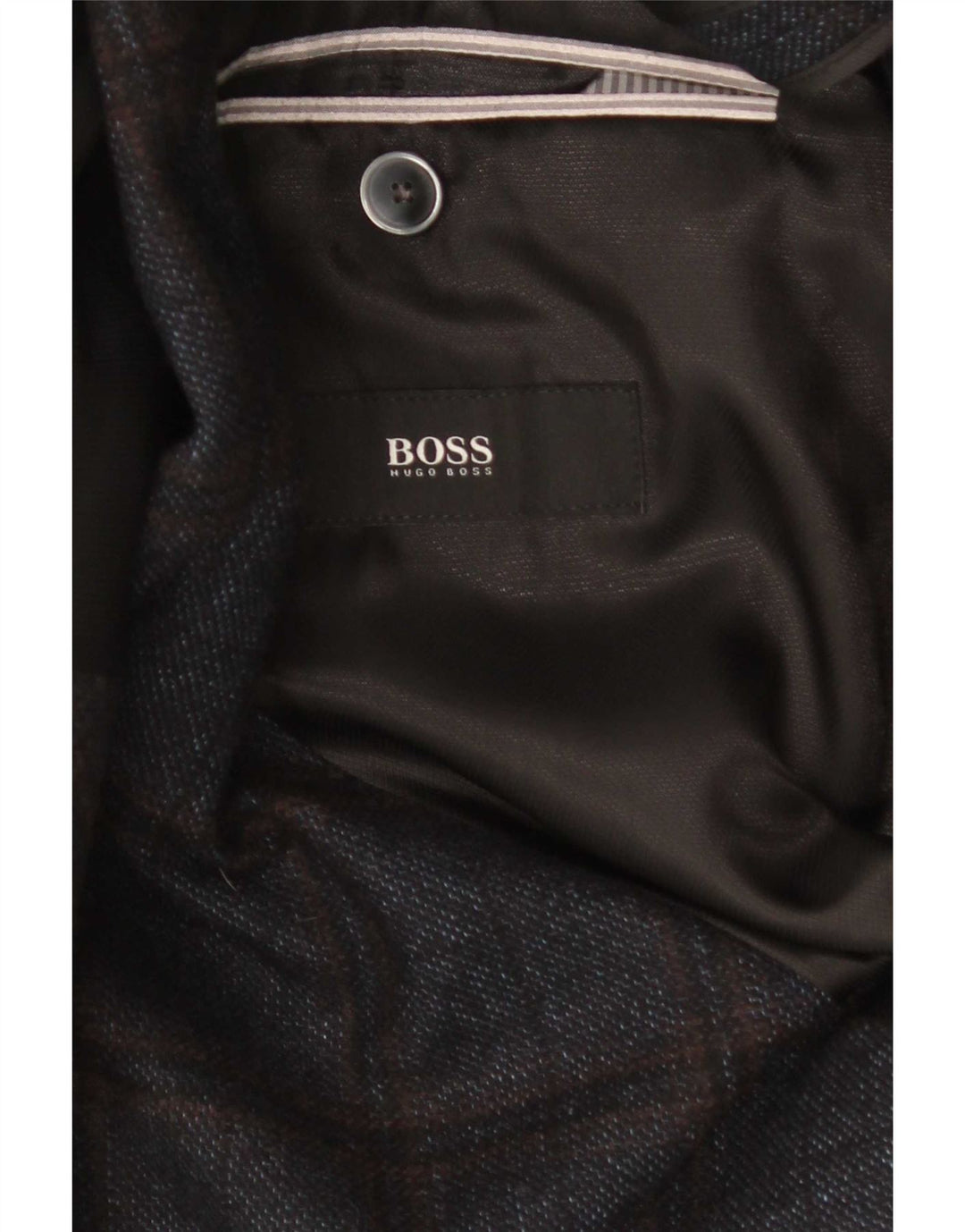 Giacca blazer da uomo a 2 bottoni Hugo Boss EU 56 3XL lana a quadri blu navy