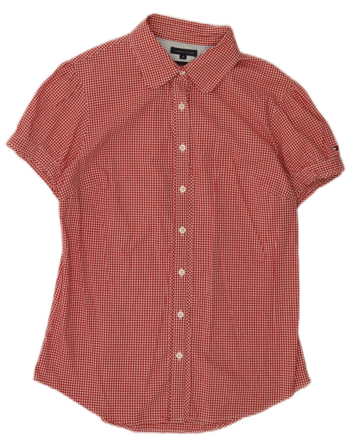 Camicia a maniche corte da donna Tommy Hilfiger US 8 Medium Red Gingham
