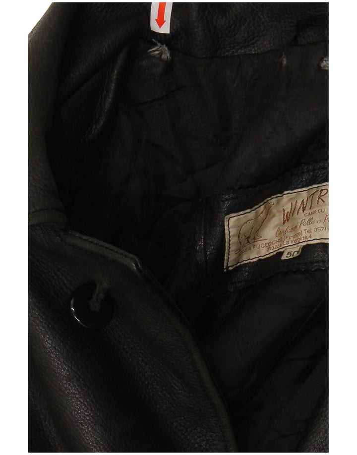 Giacca in pelle vintage da uomo IT 50 grande in pelle nera