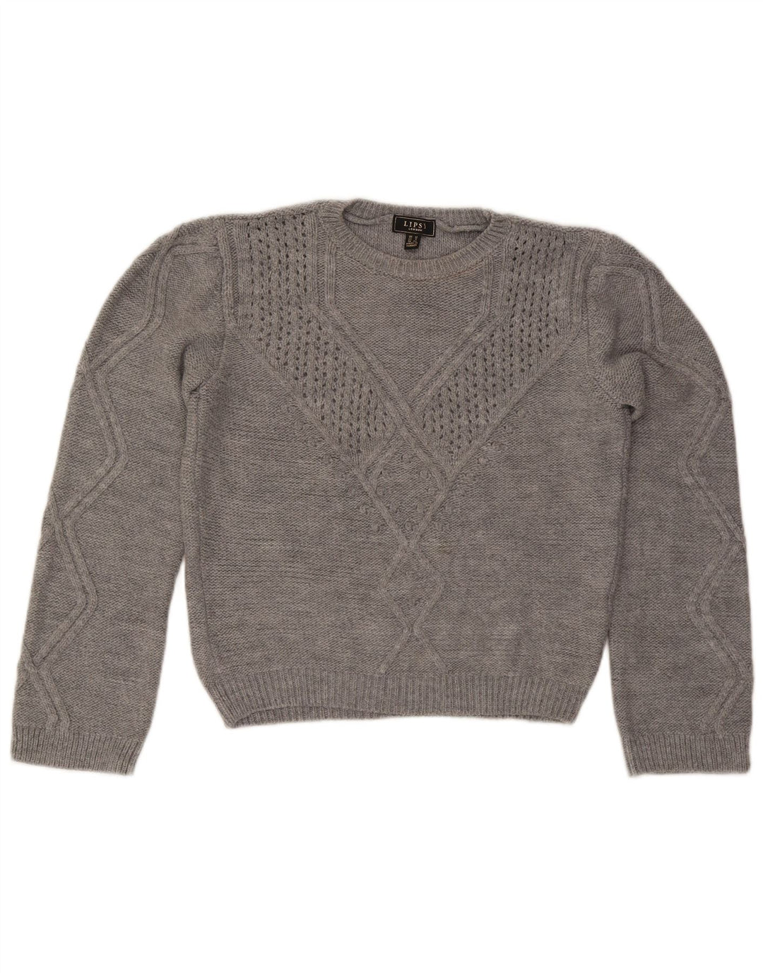 Maglione maglione girocollo da donna Lipsy UK 12 Acrilico grigio medio
