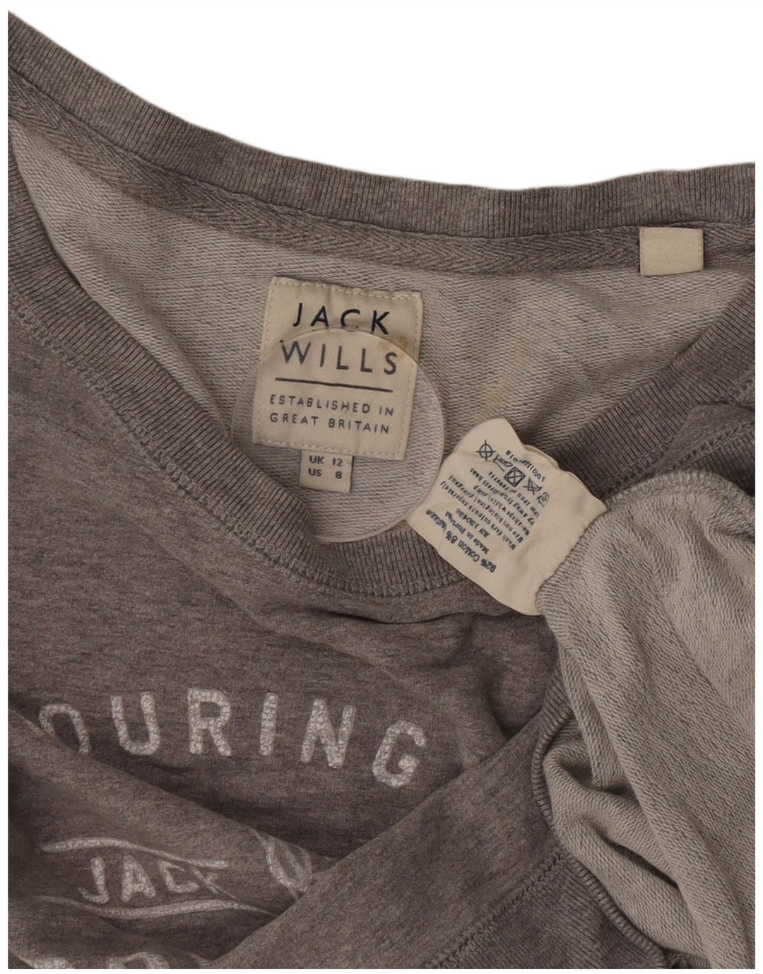 Felpa corta da donna con grafica Jack Wills UK 12 Cotone grigio medio