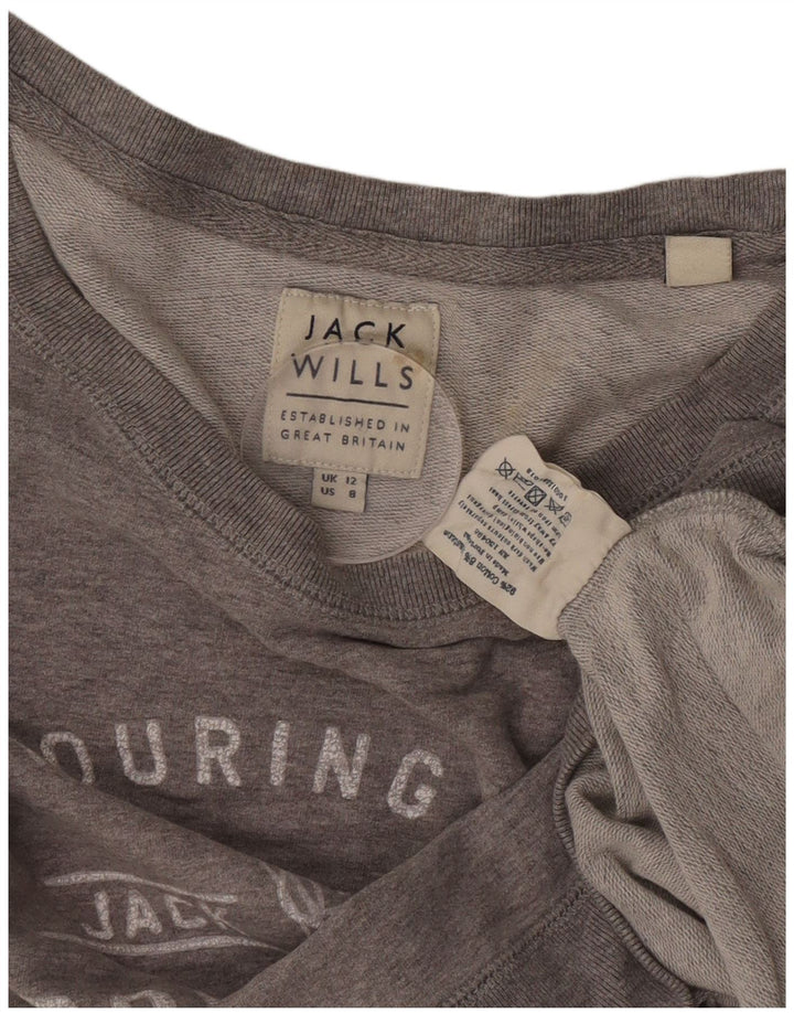 Felpa corta da donna con grafica Jack Wills UK 12 Cotone grigio medio