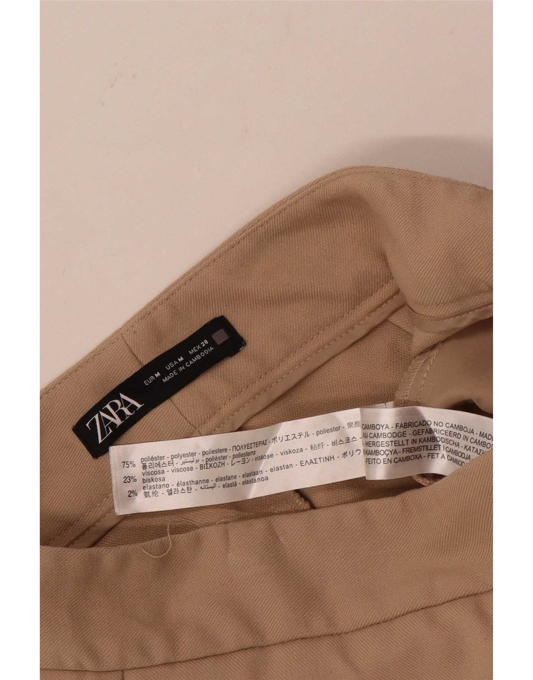 Pantaloni corti da donna ZARA a gamba larga medi W28 L24 poliestere beige