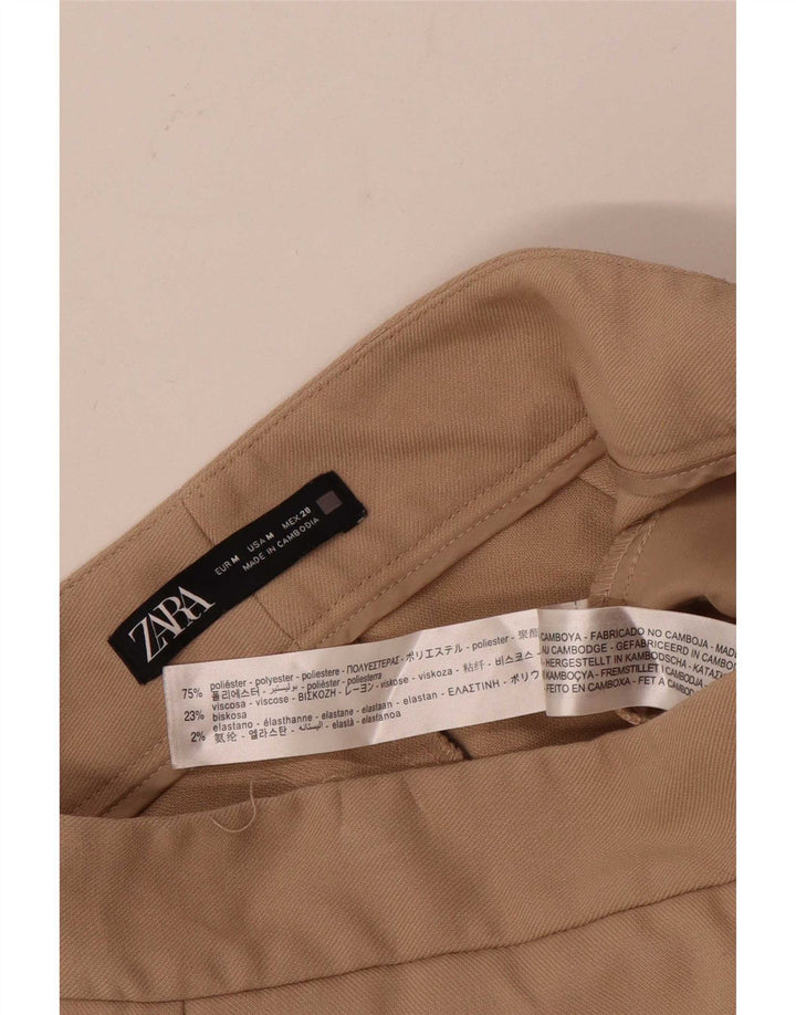 Pantaloni corti da donna ZARA a gamba larga medi W28 L24 poliestere beige