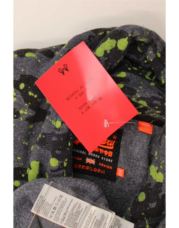 Felpa con cappuccio grafica da uomo Superdry XS in cotone mimetico grigio sportivo