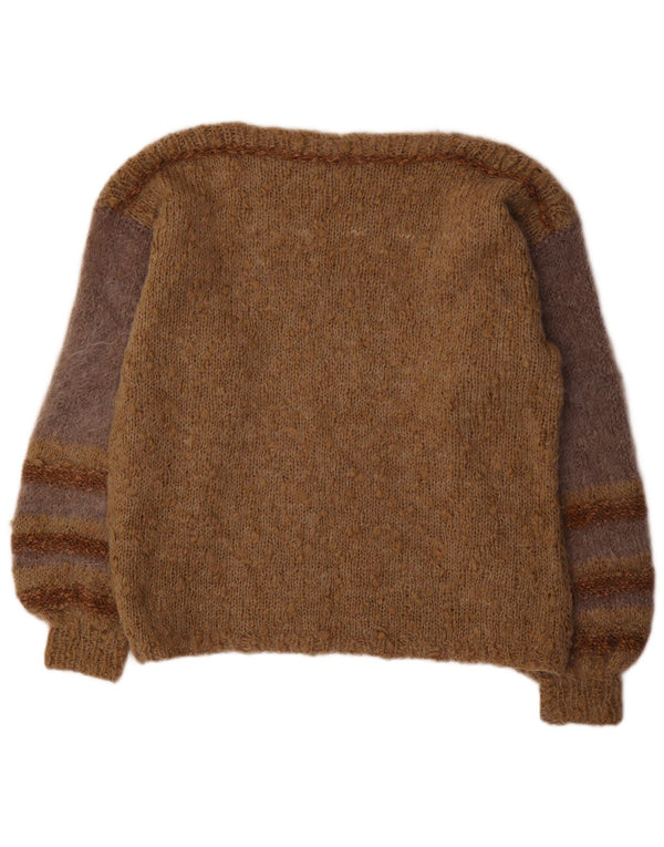 Maglione maglione con scollo a barca da donna VINTAGE UK 18 XL a righe marroni