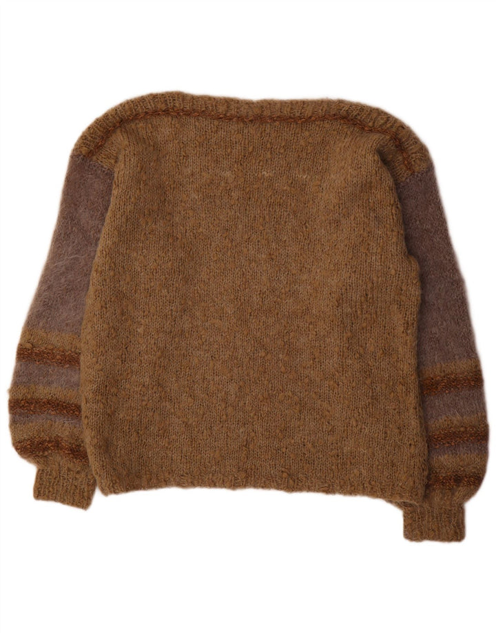 Maglione maglione con scollo a barca da donna VINTAGE UK 18 XL a righe marroni