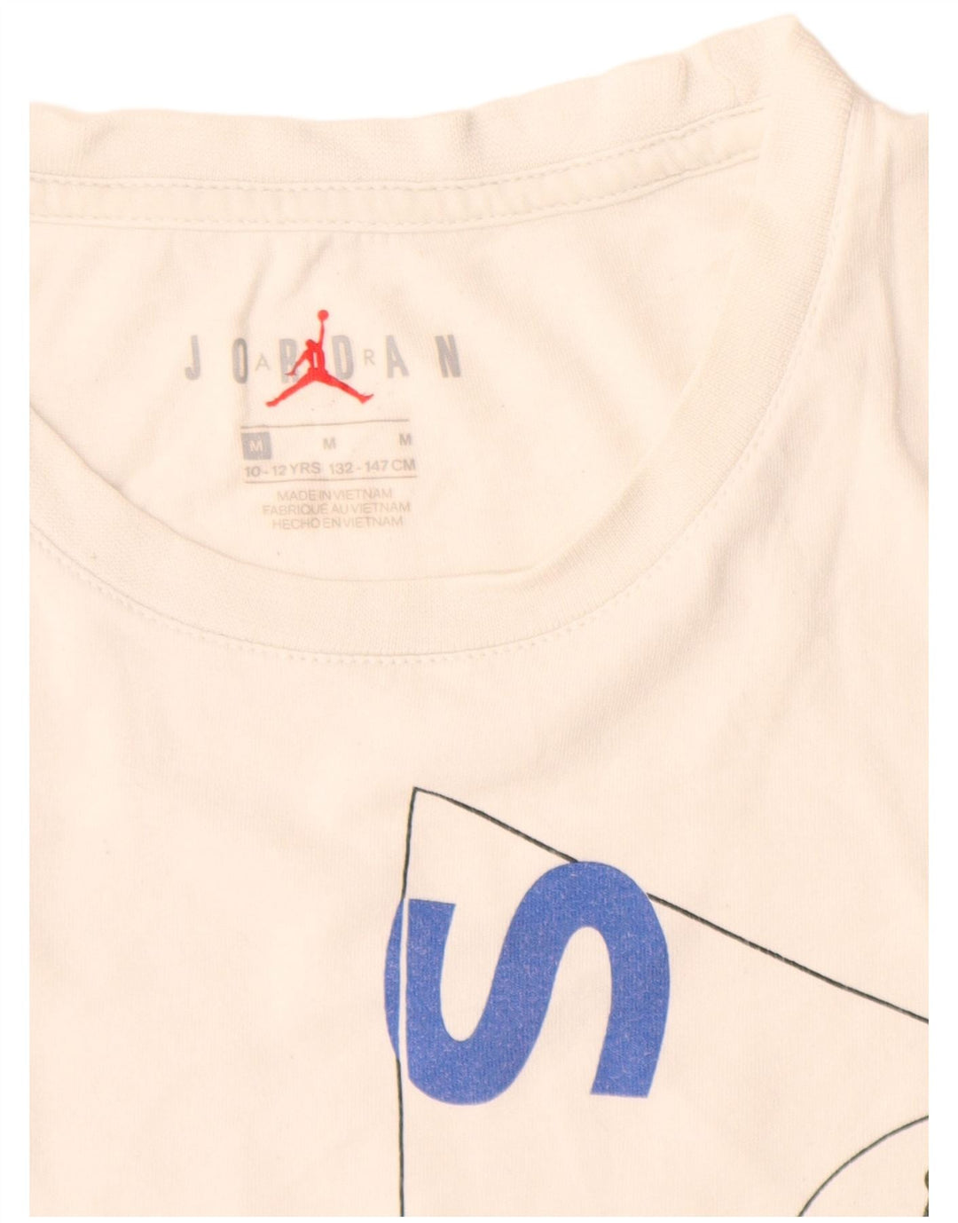 T-shirt grafica Jordan Boys Paris da 10-11 anni in cotone bianco medio