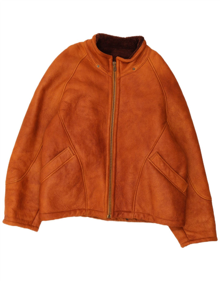 Giacca in shearling vintage da donna UK 12 Marrone medio