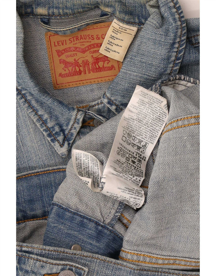 Giacca in denim grafico da donna Levi's UK 8 piccola in cotone blu