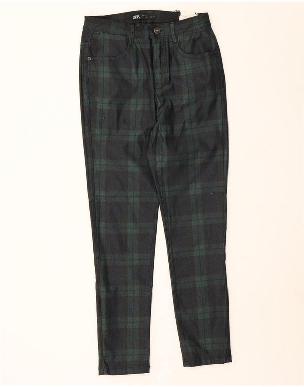 Pantaloni skinny casual da uomo Zara EU 38 Small W30 L26 Cotone a quadri verdi