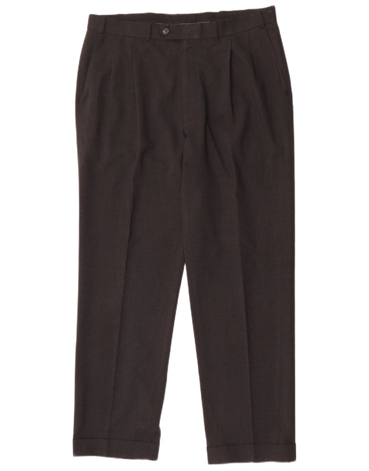 Pantaloni da abito con pegging da uomo Marks & Spencer W36 L31 poliestere grigio