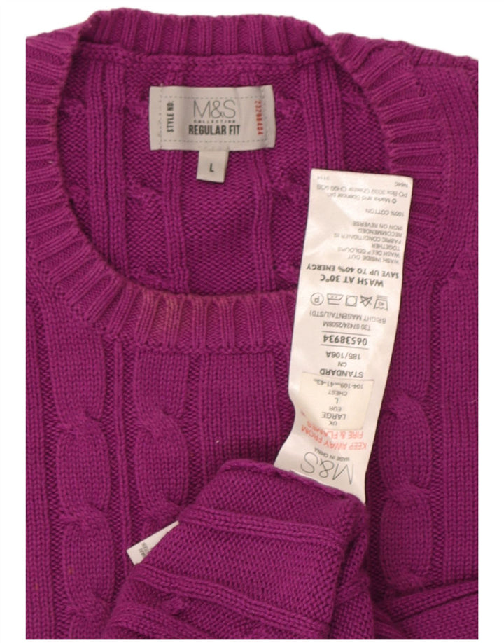 Maglione maglione girocollo da uomo Marks & Spencer grande cotone viola