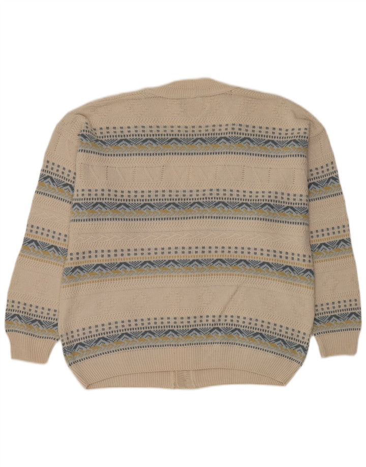Maglione cardigan da uomo Settebello grande cotone Fair Isle beige