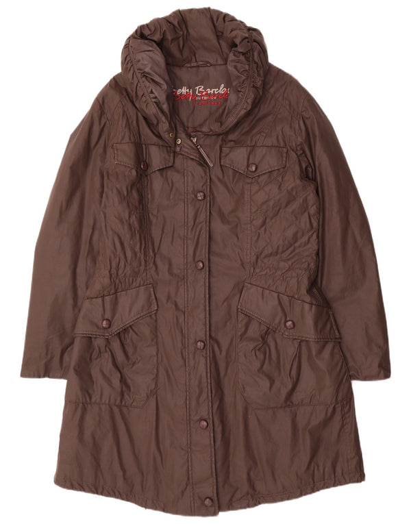 BETTY BARCLAY Womens Overcoat UK 14 Large Brown Cotton