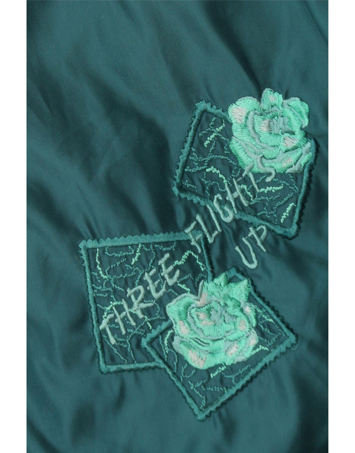 Giacca reversibile grafica oversize da donna VINTAGE UK 16 grande turchese