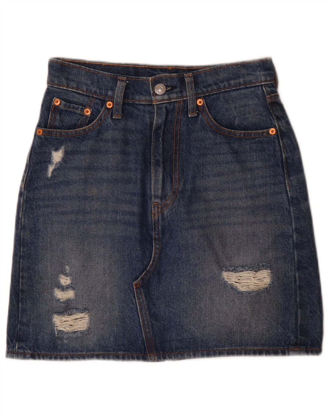 Gonna in denim invecchiato da donna Levi's W24 XS in cotone blu