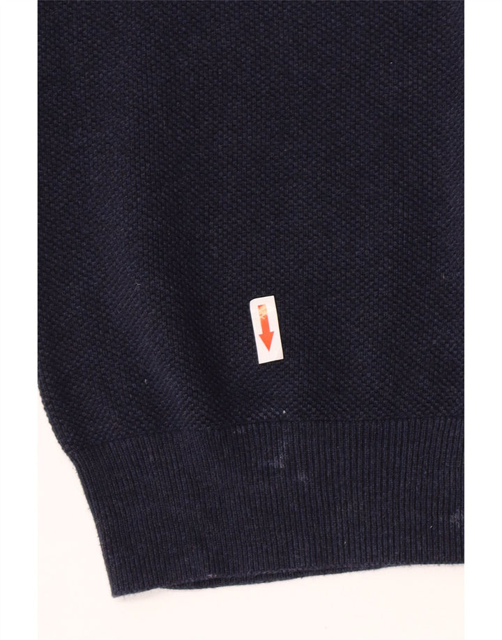 Maglione da uomo con zip e collo John Lewis, grande, in cotone blu navy