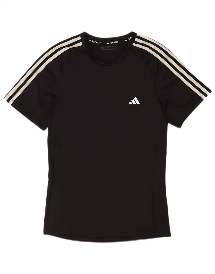 T-shirt Adidas da uomo Tech Fit Top in poliestere nero medio