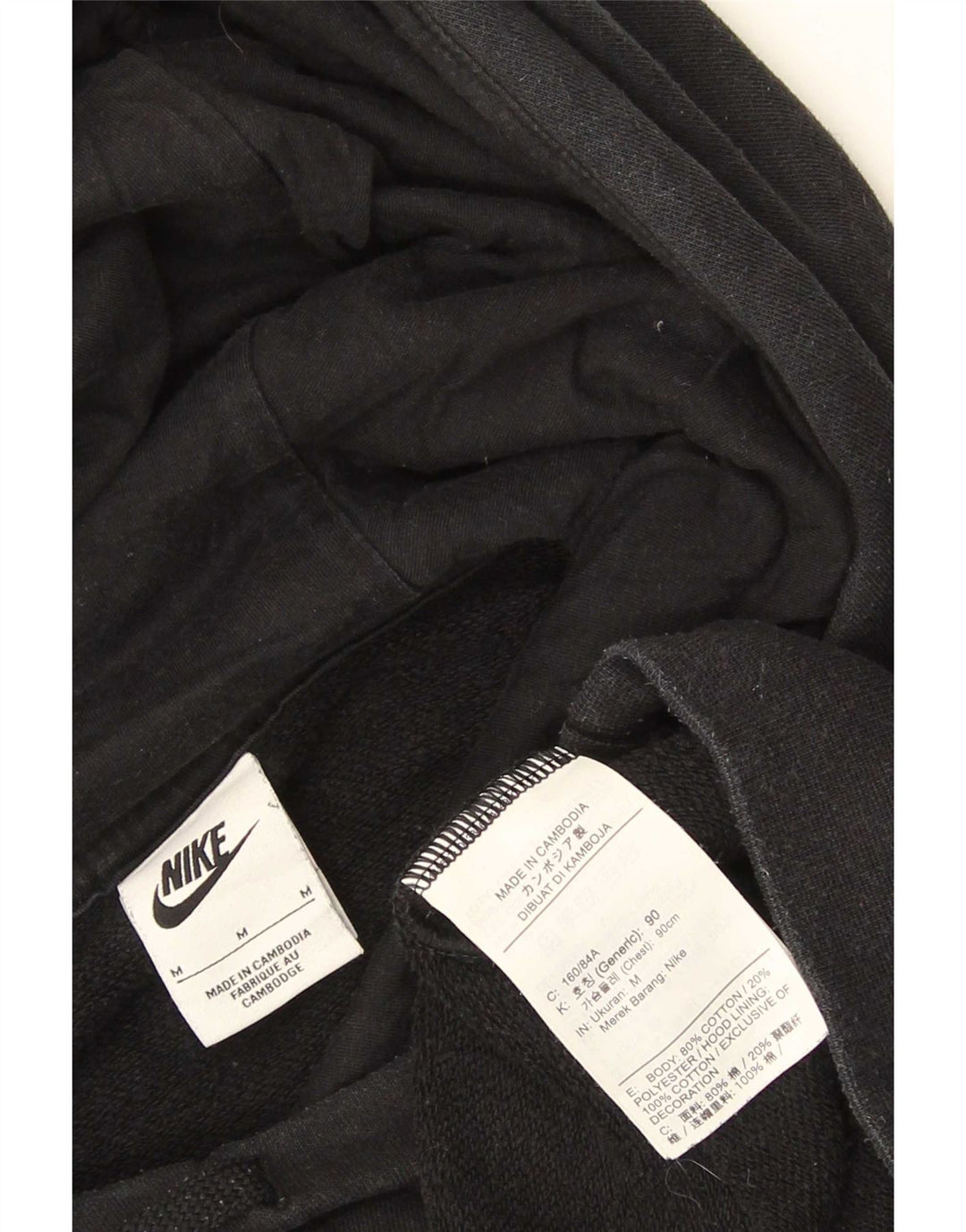 Felpa con cappuccio da uomo Nike, cotone medio nero