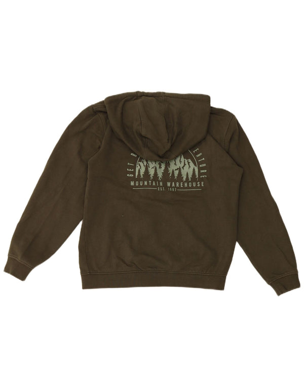 Mountain Warehouse Maglione con cappuccio e zip grafica da uomo piccolo in cotone kaki