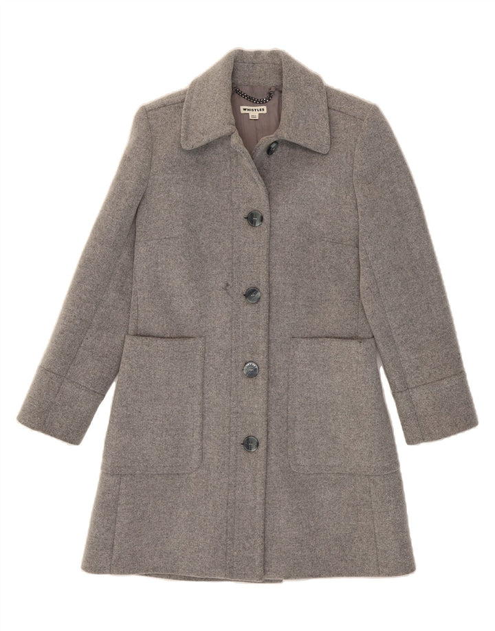 WHISTLE Womens Overcoat UK 12 Medium Grey Wool Vintage Whistle and Second-Hand Whistle from Messina Hembry 