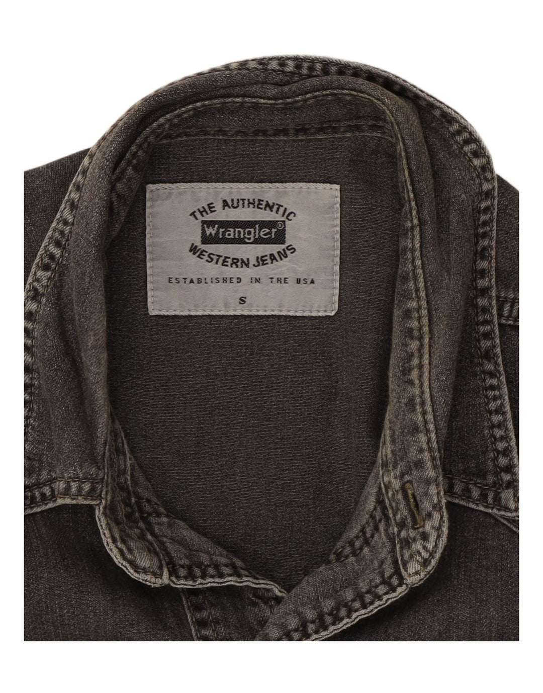 WRANGLER Mens Denim Shirt Small Grey
