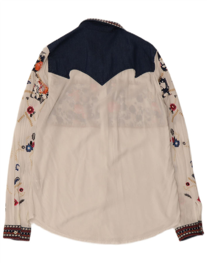 Camicia Desigual da donna UK 12 viscosa floreale bianca media