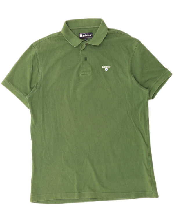 Polo da uomo Barbour grande in cotone verde